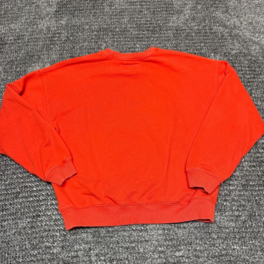 American Eagle Womens Sweatshirt Pullover S Red Orange Graphic Logo Crewneck - Picture 2 of 8